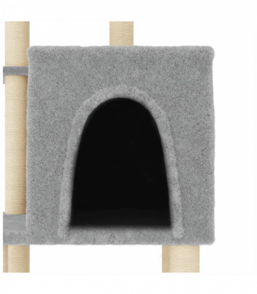 vidaXL Cat Tree with Sisal Scratching Posts Light Grey 97 cm