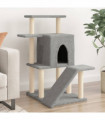 vidaXL Cat Tree with Sisal Scratching Posts Light Grey 97 cm