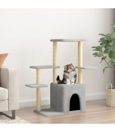 vidaXL Cat Tree with Sisal Scratching Posts Light Grey 97.5 cm