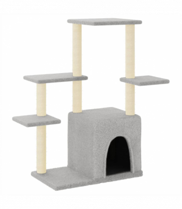 vidaXL Cat Tree with Sisal Scratching Posts Light Grey 97.5 cm