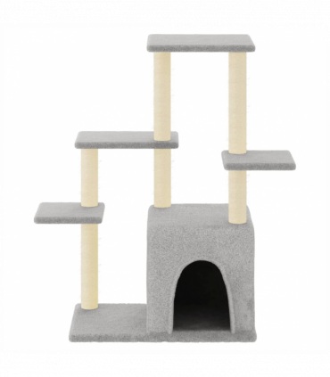 vidaXL Cat Tree with Sisal Scratching Posts Light Grey 97.5 cm