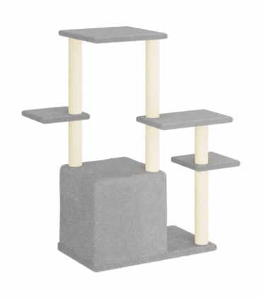 vidaXL Cat Tree with Sisal Scratching Posts Light Grey 97.5 cm