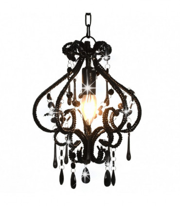 vidaXL Ceiling Lamp with Beads Black Round E14