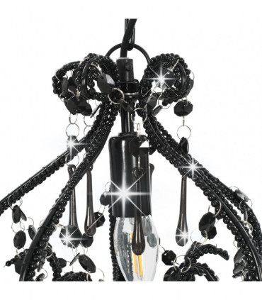 vidaXL Ceiling Lamp with Beads Black Round E14