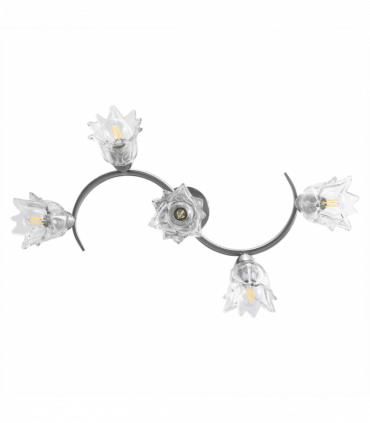 vidaXL Ceiling Lamp with Transparent Glass Shades for 5 E14 Bulbs Tulip