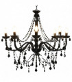vidaXL Chandelier with Beads Black 8 x E14 Bulbs