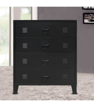 vidaXL Chest of Drawers Metal Industrial Style 78x40x93 cm Black