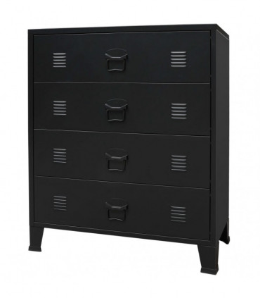 vidaXL Chest of Drawers Metal Industrial Style 78x40x93 cm Black