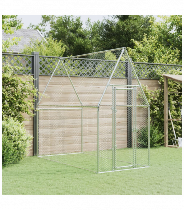 vidaXL Chicken Cage Silver 200x100x190 cm Galvanised Steel