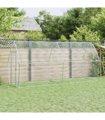 vidaXL Chicken Cage Silver 400x105x182 cm Galvanised Steel