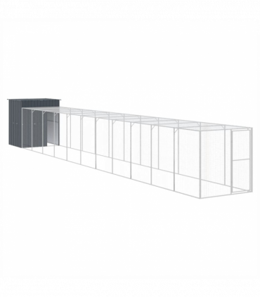 vidaXL Chicken Cage with Run Anthracite 165x1271x181 cm Galvanised Steel