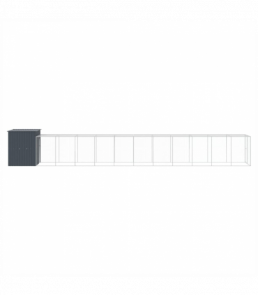 vidaXL Chicken Cage with Run Anthracite 165x1271x181 cm Galvanised Steel