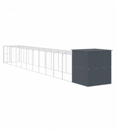 vidaXL Chicken Cage with Run Anthracite 165x1271x181 cm Galvanised Steel