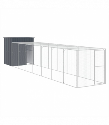 vidaXL Chicken Cage with Run Anthracite 165x863x181 cm Galvanised Steel