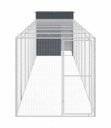 vidaXL Chicken Cage with Run Anthracite 165x863x181 cm Galvanised Steel