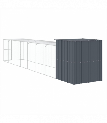 vidaXL Chicken Cage with Run Anthracite 165x863x181 cm Galvanised Steel