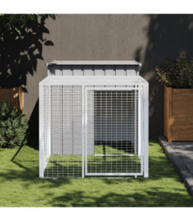 vidaXL Chicken Cage with Run Light Grey 110x201x110 cm Galvanised Steel