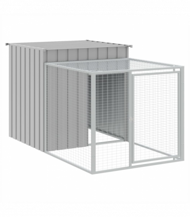 vidaXL Chicken Cage with Run Light Grey 110x201x110 cm Galvanised Steel