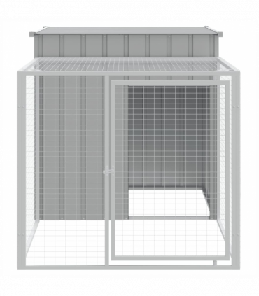 vidaXL Chicken Cage with Run Light Grey 110x201x110 cm Galvanised Steel