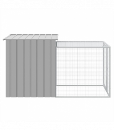 vidaXL Chicken Cage with Run Light Grey 110x201x110 cm Galvanised Steel