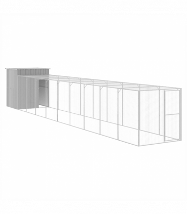 vidaXL Chicken Cage with Run Light Grey 165x1067x181 cm Galvanised Steel
