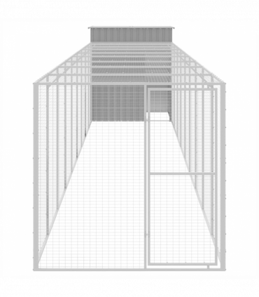 vidaXL Chicken Cage with Run Light Grey 165x1067x181 cm Galvanised Steel