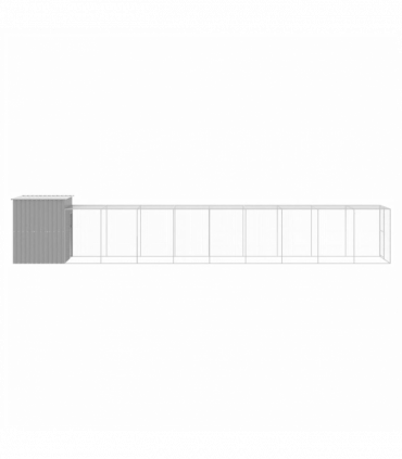 vidaXL Chicken Cage with Run Light Grey 165x1067x181 cm Galvanised Steel