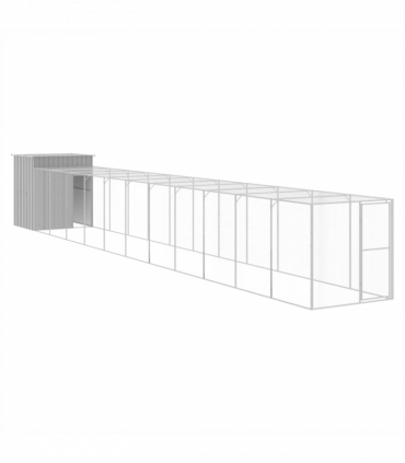 vidaXL Chicken Cage with Run Light Grey 165x1271x181 cm Galvanised Steel