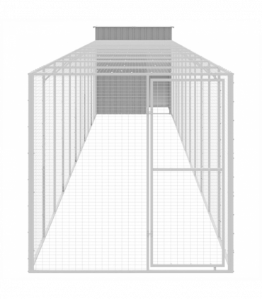 vidaXL Chicken Cage with Run Light Grey 165x1271x181 cm Galvanised Steel