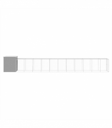 vidaXL Chicken Cage with Run Light Grey 165x1271x181 cm Galvanised Steel