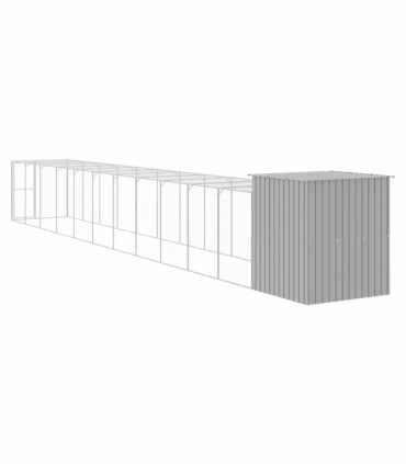 vidaXL Chicken Cage with Run Light Grey 165x1271x181 cm Galvanised Steel