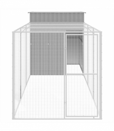 vidaXL Chicken Cage with Run Light Grey 165x455x181 cm Galvanised Steel