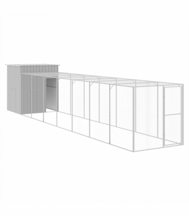 vidaXL Chicken Cage with Run Light Grey 165x863x181 cm Galvanised Steel