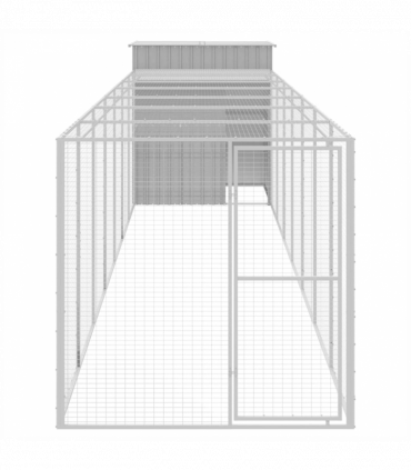 vidaXL Chicken Cage with Run Light Grey 165x863x181 cm Galvanised Steel