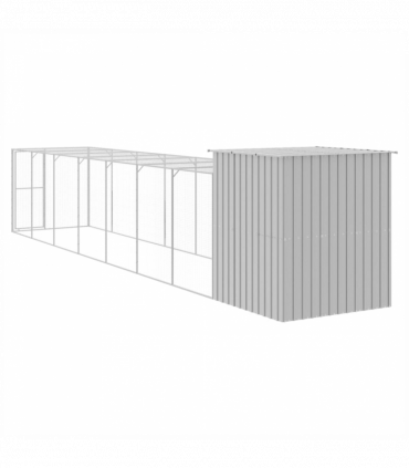 vidaXL Chicken Cage with Run Light Grey 165x863x181 cm Galvanised Steel