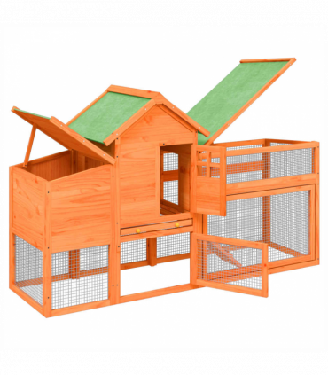 vidaXL Chicken Coop Brown 186.5x58.5x113 cm Solid Wood Pine