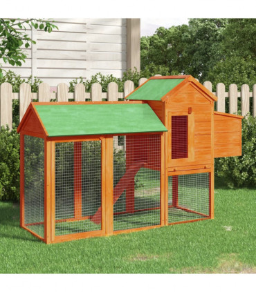 vidaXL Chicken Coop Brown 193x65x117 cm Solid Wood Pine