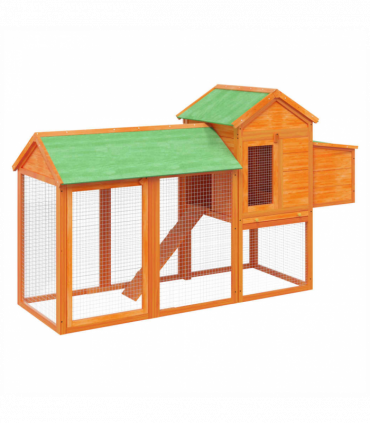 vidaXL Chicken Coop Brown 193x65x117 cm Solid Wood Pine