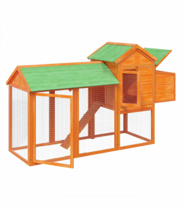 vidaXL Chicken Coop Brown 193x65x117 cm Solid Wood Pine