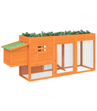 vidaXL Chicken Coop Brown 204x50x84 cm Solid Wood Pine