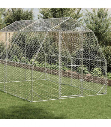 vidaXL Chicken Run 2.5x4x2.25 m Galvanised Steel