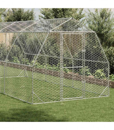 vidaXL Chicken Run 2.5x6x2.25 m Galvanised Steel