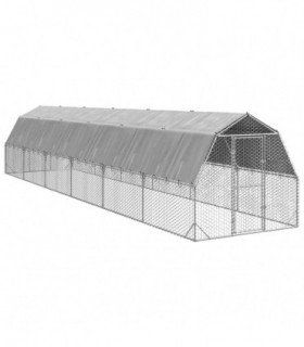 vidaXL Chicken Run with Roof 2.5x12x2.25 m Galvanised Steel