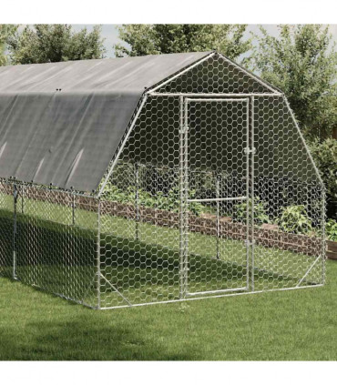 vidaXL Chicken Run with Roof 2.5x12x2.25 m Galvanised Steel