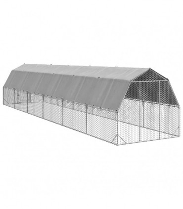 vidaXL Chicken Run with Roof 2.5x12x2.25 m Galvanised Steel
