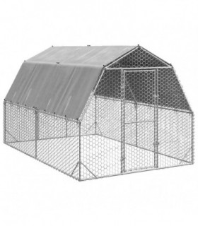 vidaXL Chicken Run with Roof 2.5x4x2.25 m Galvanised Steel