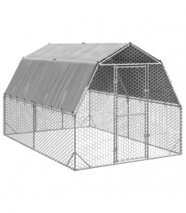vidaXL Chicken Run with Roof 2.5x4x2.25 m Galvanised Steel