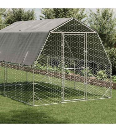 vidaXL Chicken Run with Roof 2.5x4x2.25 m Galvanised Steel