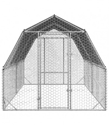 vidaXL Chicken Run with Roof 2.5x4x2.25 m Galvanised Steel