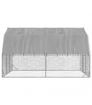 vidaXL Chicken Run with Roof 2.5x4x2.25 m Galvanised Steel